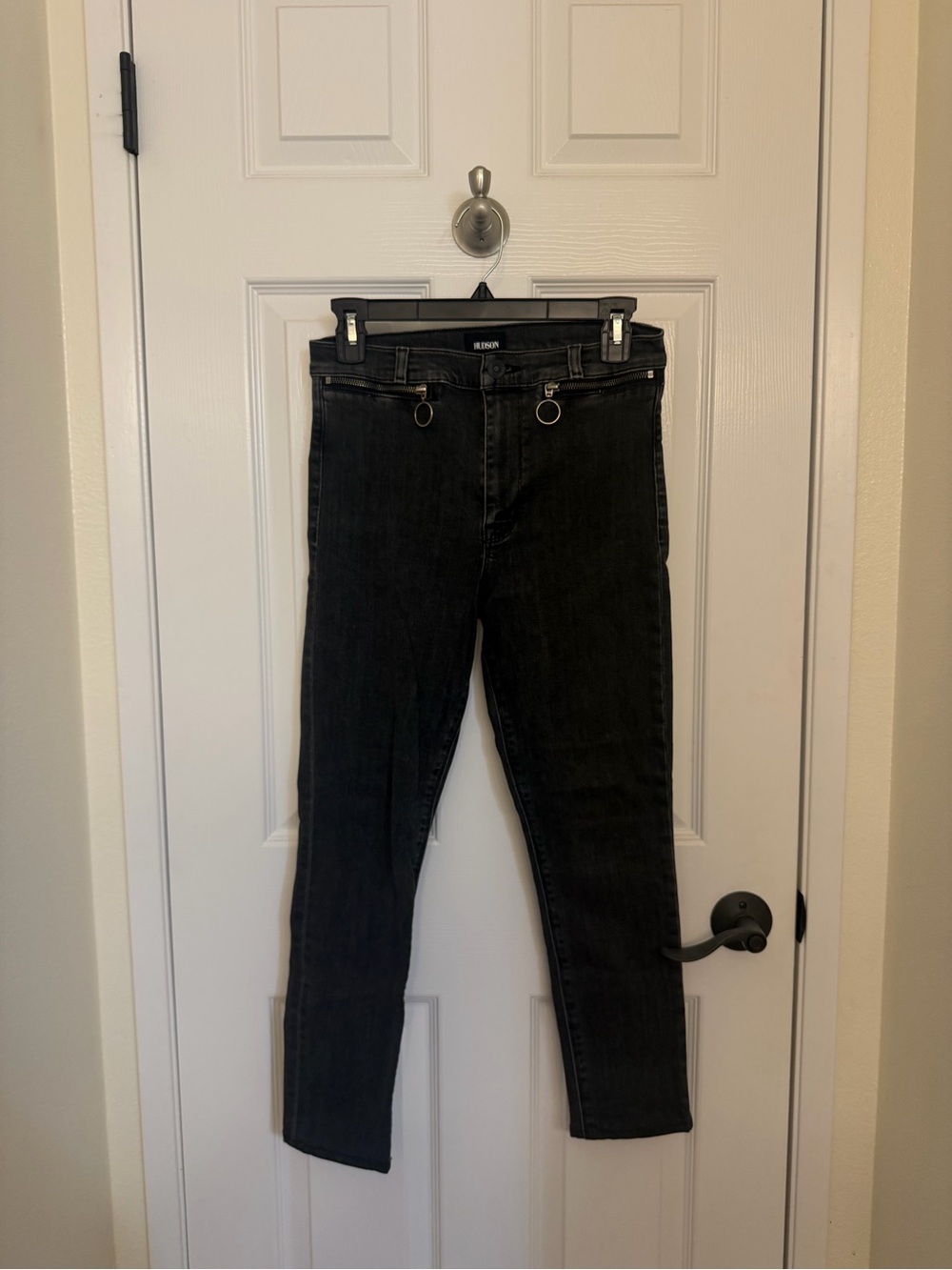 Hudson Black/grey Denim High-Rise Skinny Jeans